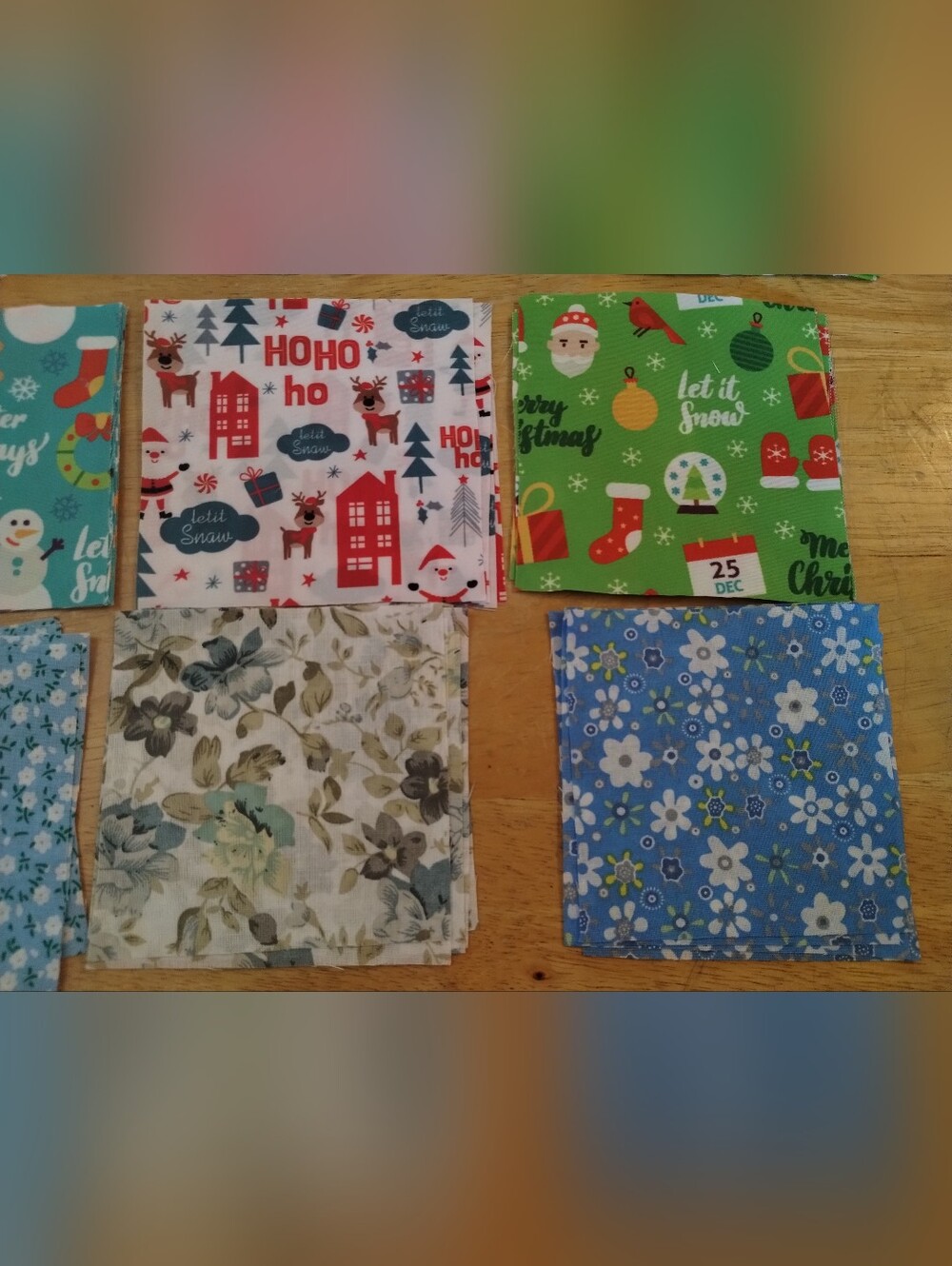 50 Piece Mixed Fabric Squares Bundle 4x4 Christmas Floral Polka Dot Quilt Scrap - Picture 5 of 6
